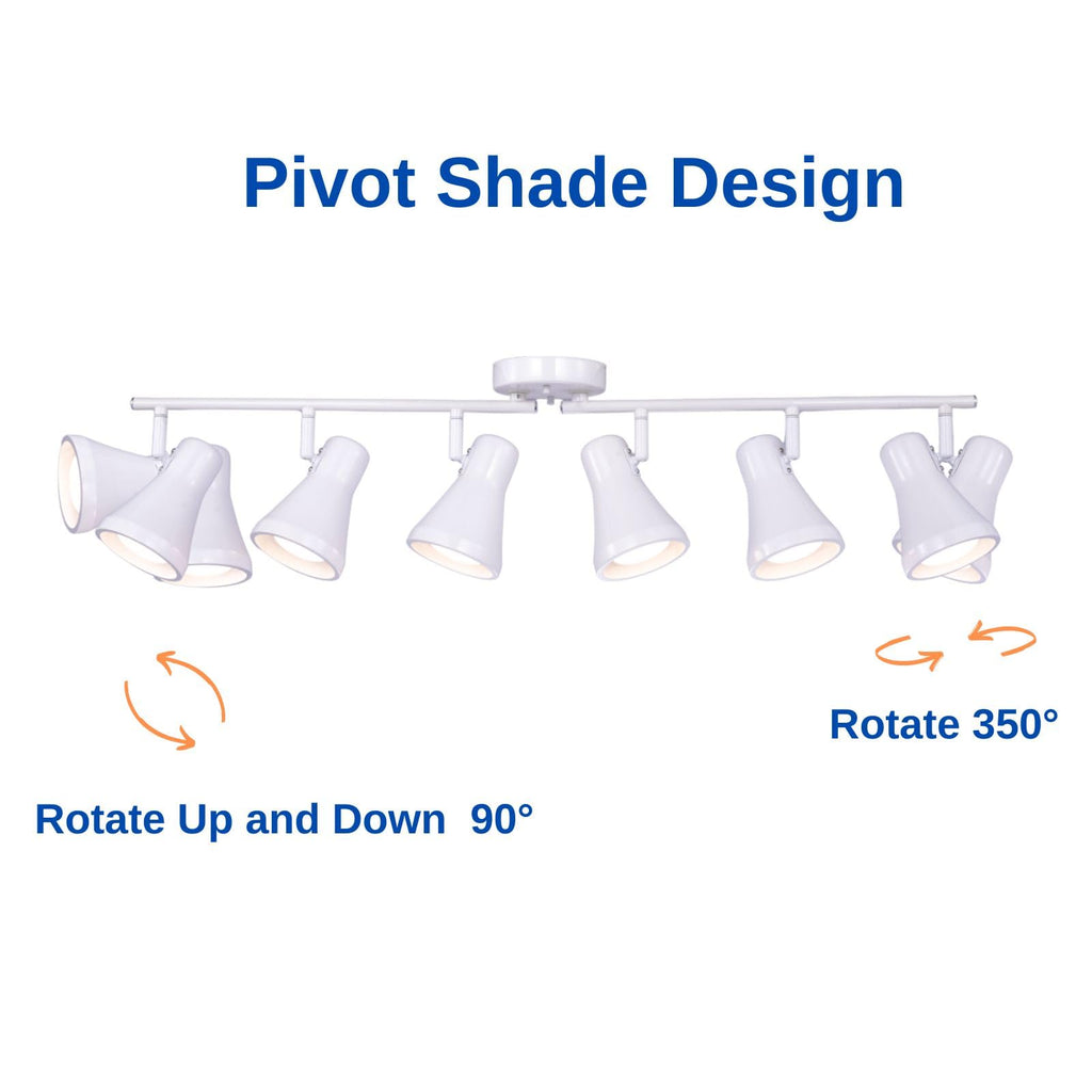 Foldable Track Lighting Fixtures, 6 Way Pivot Shade Ceiling LED Lights,Modern White Rotatable Bar Spotlight Island