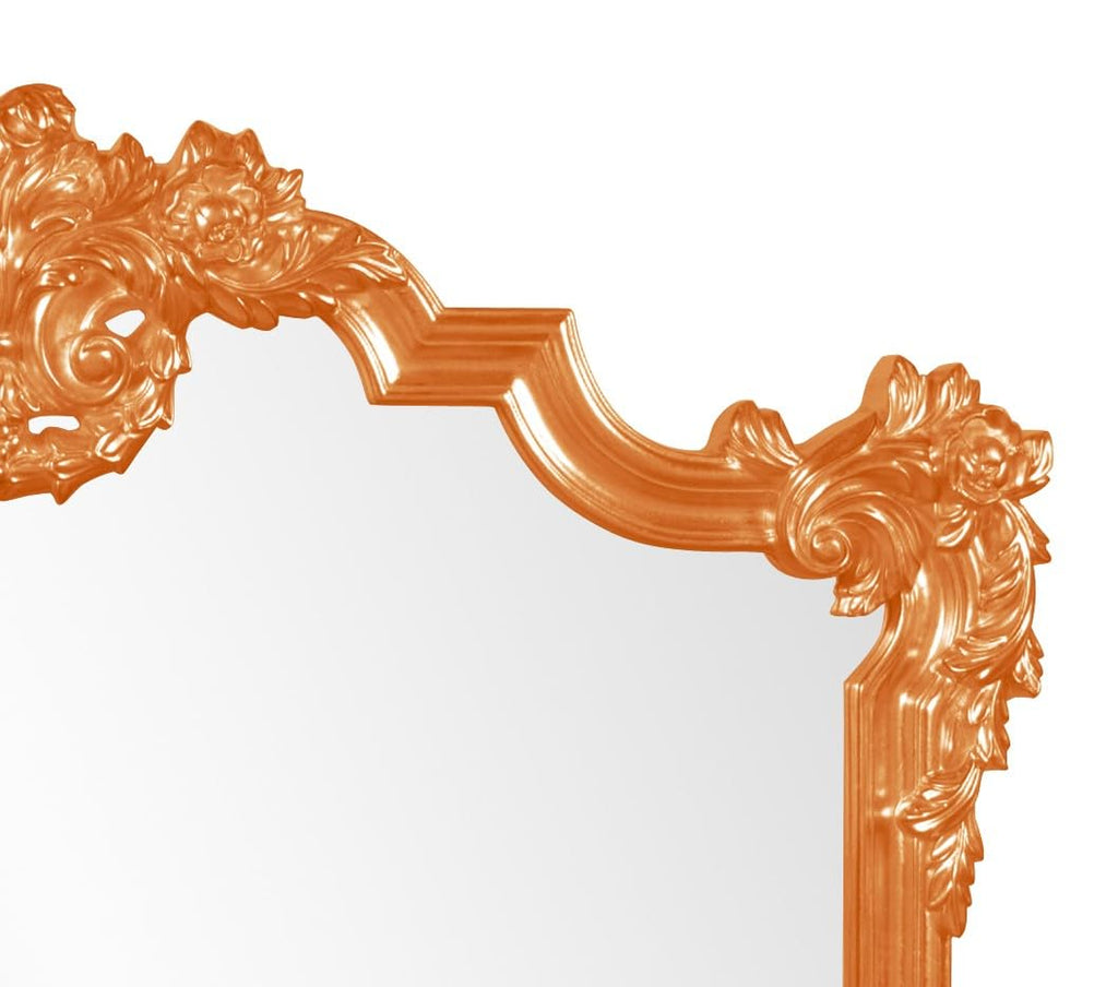 Antiqued Avondale Ornate Wall Mirror, Large Rectangular Vanity Mirror with Decorative Flourishes and Resin Frame