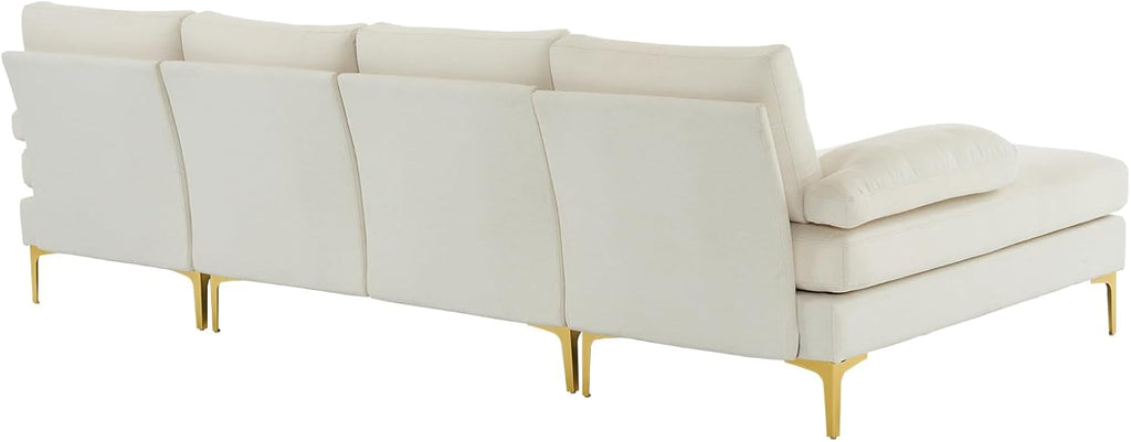 Karl home Convertible Sectional Sofa 110" U-Shape Sofa Couch 4-Seat Couch with Chaise Fabric Upholstered for Living