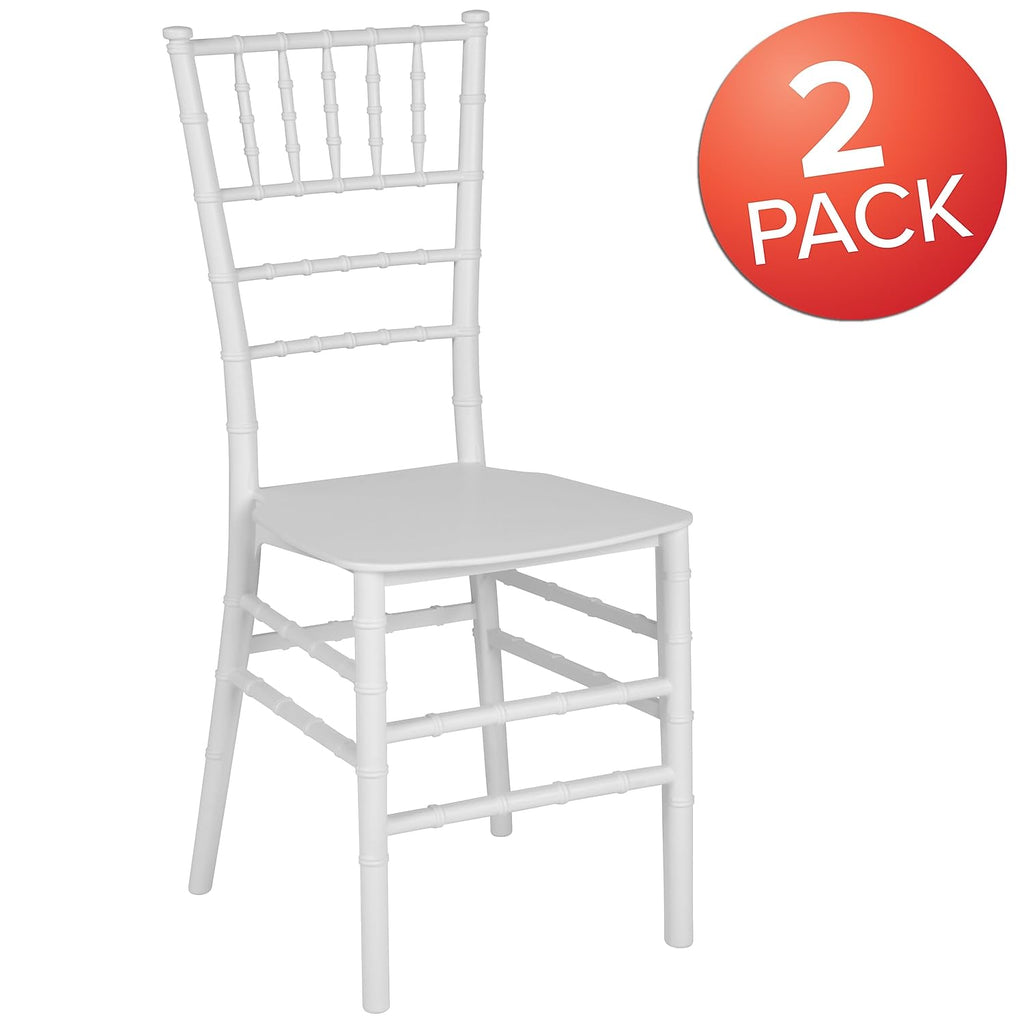 2 Pack HERCULES PREMIUM Series White Resin Stacking Chiavari Chair