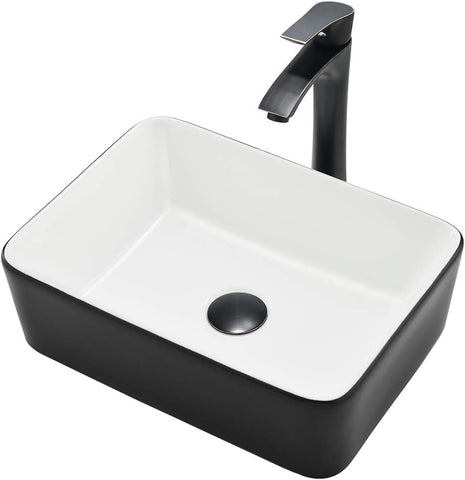Rectangle Bathroom Sink with Faucet And Drain Combo-VASOYO 19x15 Inch Vessel Sink Above Counter Bathroom Vanity Sinks