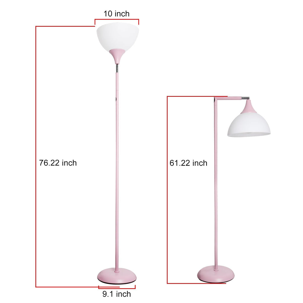 Adjustable head 76" Remote dimmable LED torchiere Floor Lamp, Pink
