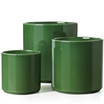 10+8+6 Inch Ceramic Pots for Plants, Indoor Planters with Drainage Hole and Plug, Modern Cylinder Flower Pots Set of