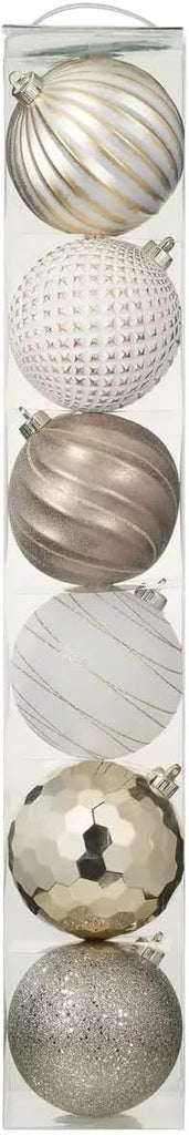 6-Piece Shatter Resistant 6-inch Ornaments Gold Metallic