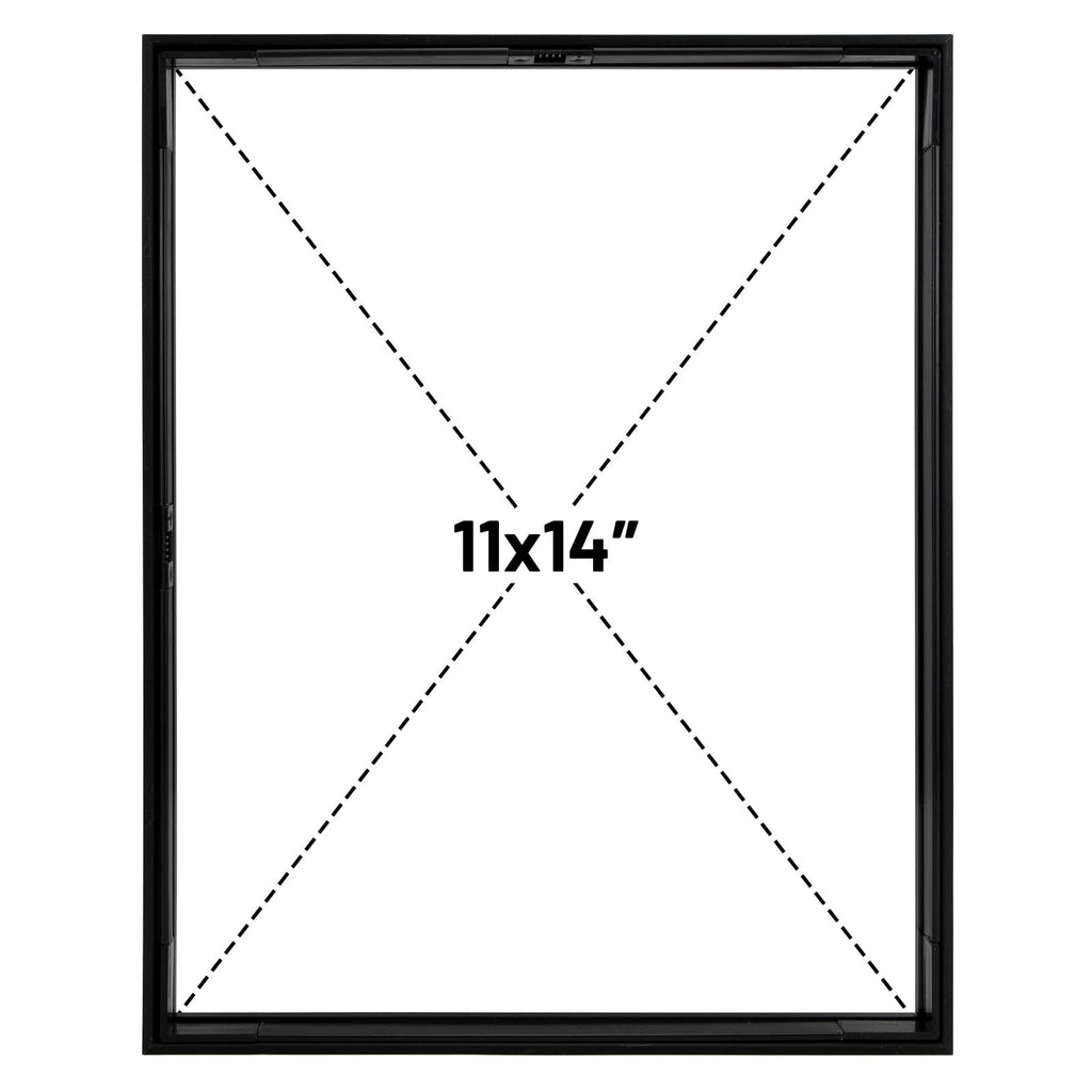 11x14 Black Aluminum Floating Picture Frame Real Glass