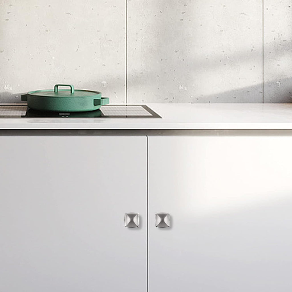 30 Pack Cabinet Knobs Brushed Nickel Drawer Knobs Silver Square Kitchen Hardware Satin Nickel Door Handles ,Zinc Alloy