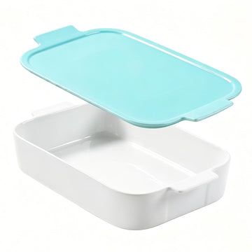 Ceramic Baking Dish with Lid, 9x13 Blue Casserole Dish with Lid