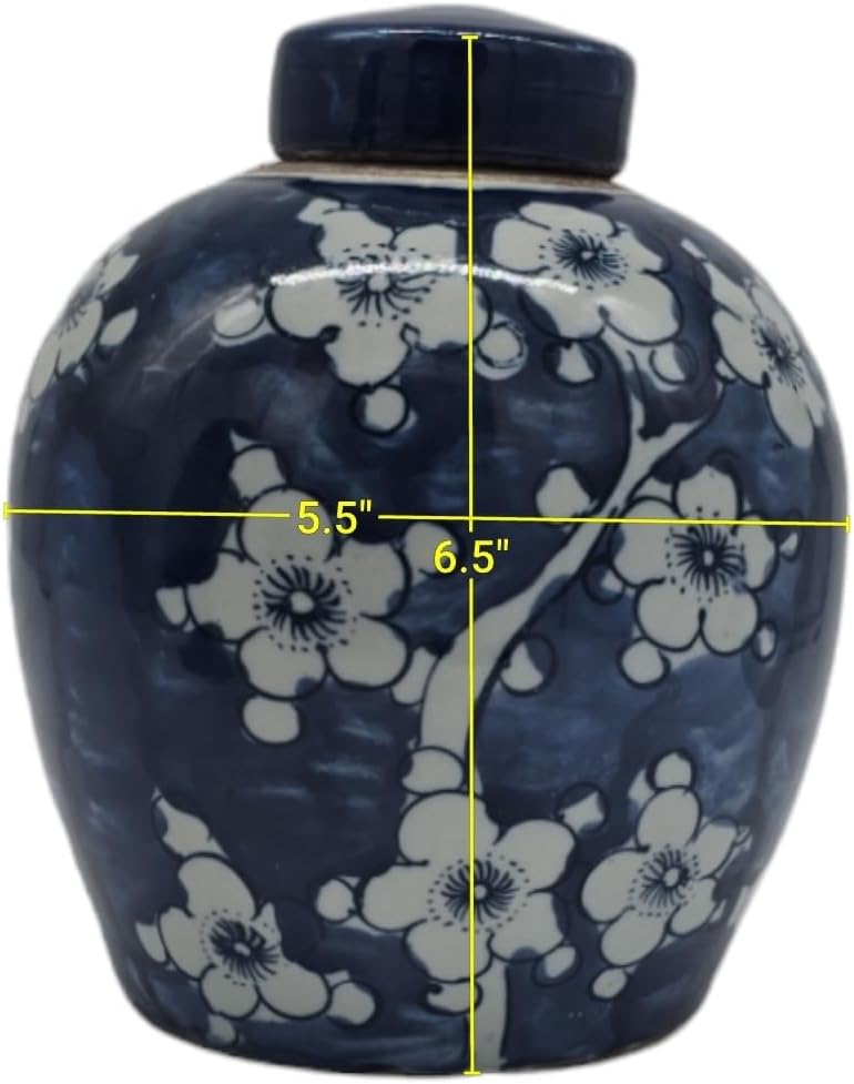 Blue and White Plum Blossom Porcelain Ginger Jar with Lid (LJ4)