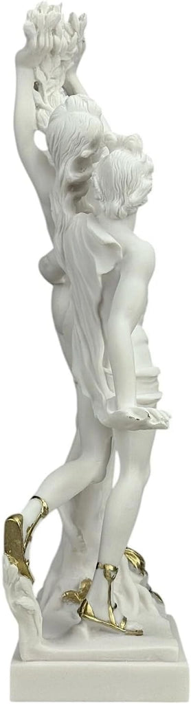 Apollo & Daphne Statue - 18.9 in Bernini-Inspired Cast Marble Sculpture, White with Gold Accents, Handmade &