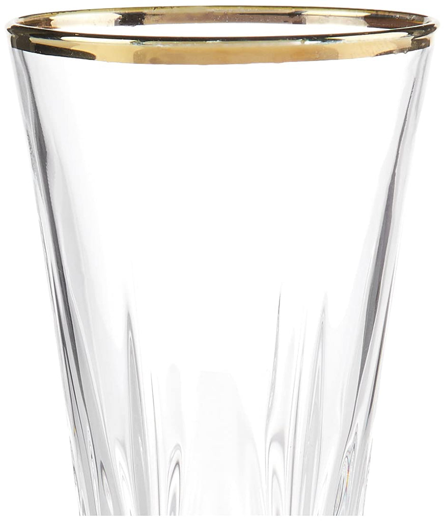 Siena Collection Crystal Flute Glass with Gold Band Design, Set of 4