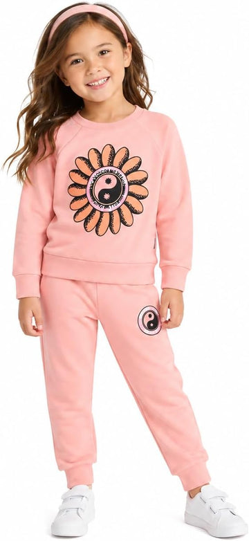Toddler Girls French Terry Crew Pullover & Jogger Set, Elastic Waist