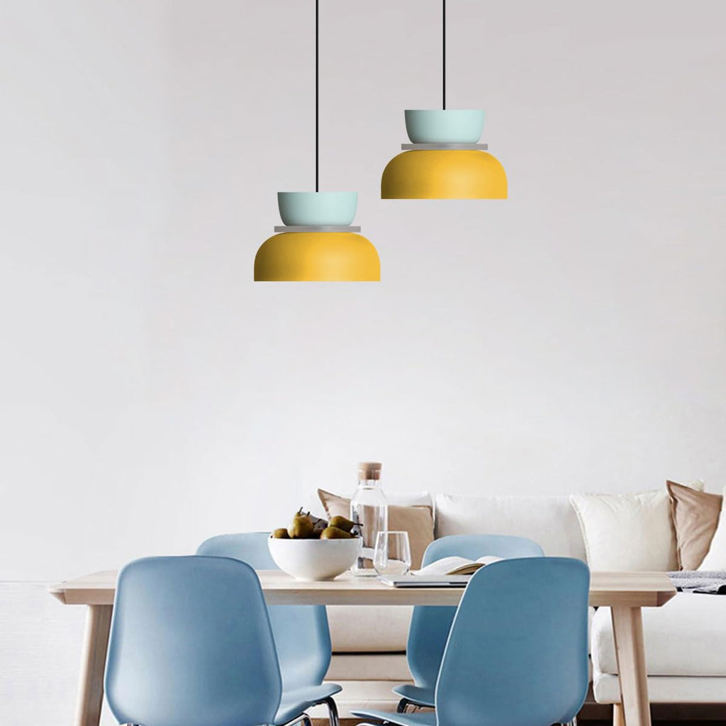 Macaron Kitchen Island Pendant Light Boho Yellow Blue Lamp Shade Mid Century Modern Hanging Light Fixtures Nordic