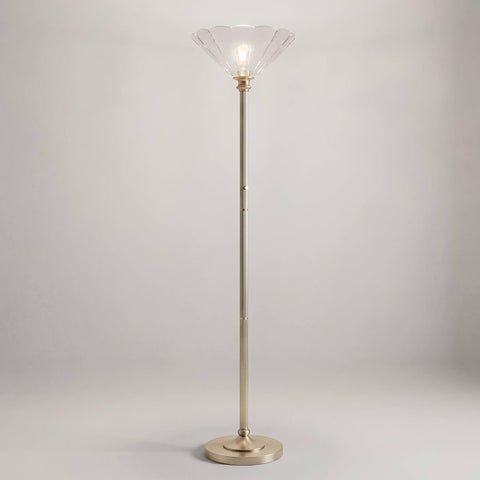Harmony 72" High Antique Brass and Cast Glass Torchiere Floor Lamp