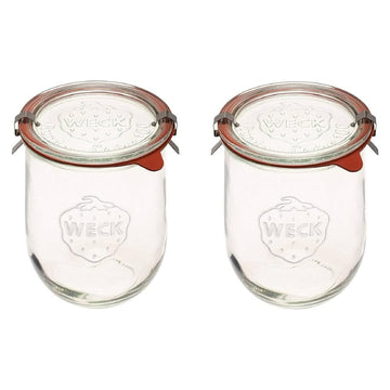 Tulip Jars 1 Liter - Large Sour Dough Starter Jars with Wide Mouth - Suitable for Canning and Storage - 2 with Glass