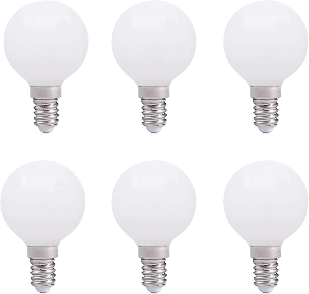 E12 3W LED Light Bulbs G50/G16.5 Globe Light Bulbs 30 Watt Equivalent Warm White 3000K E12 Candelabra Base Glass