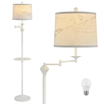 Floor Lamp with 350° Adjustable Swing Arm, Standing Lamp with Storage Tray