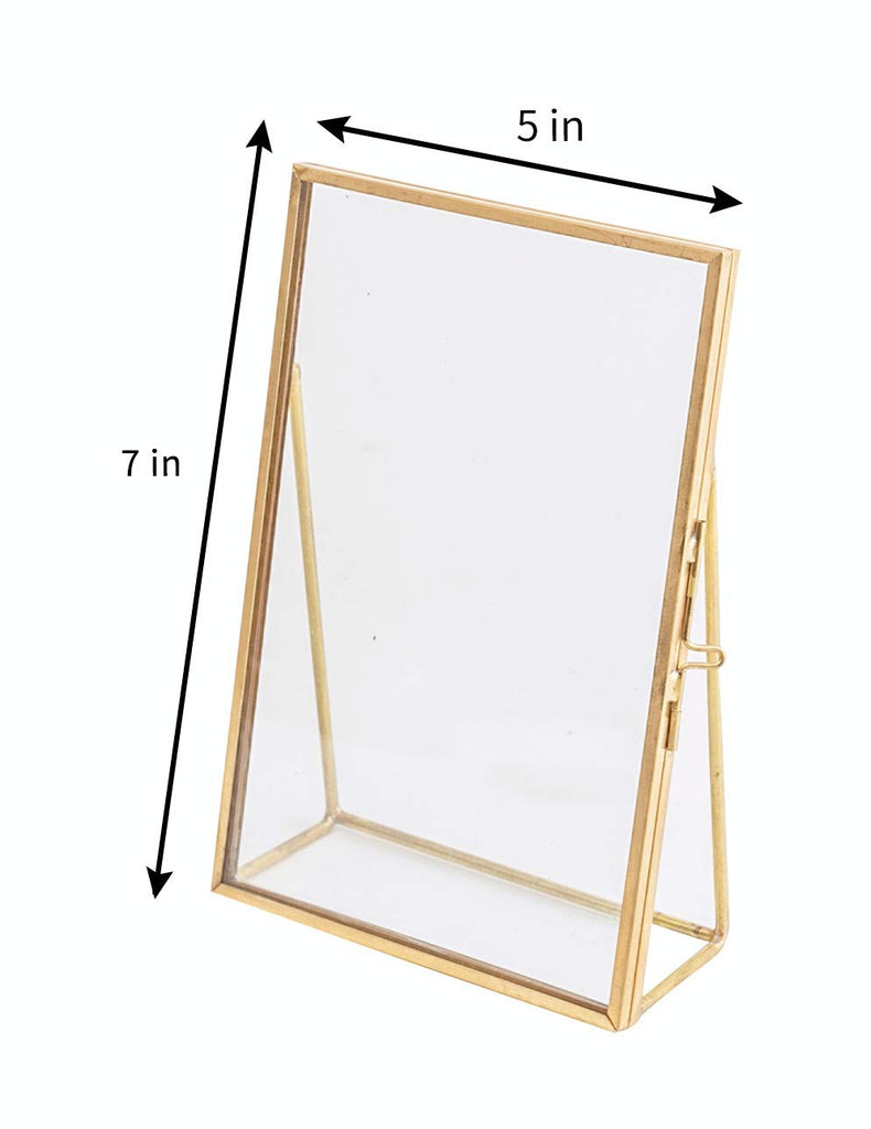 5x7 Gold Photo Frame Vintage Style Antique Gold Standing Picture Frames with Pressed Glass, Brass (5 x 7)