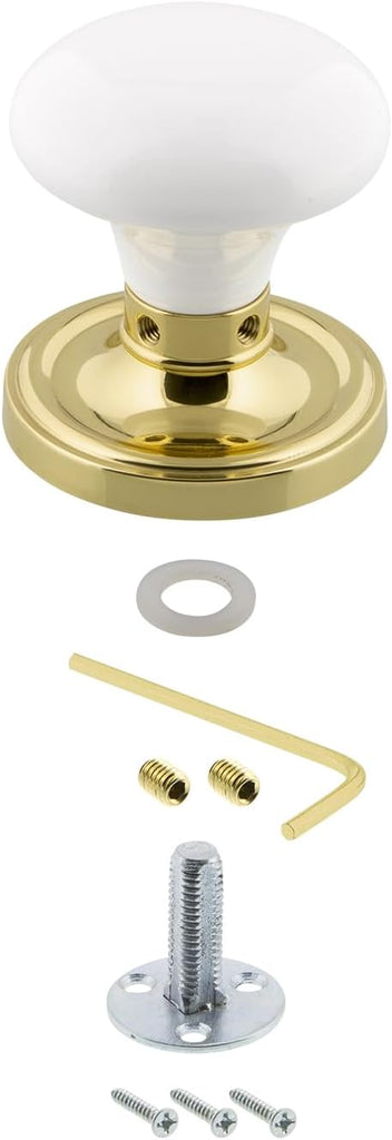 Classic Rosette White Porcelain Round Door Knob