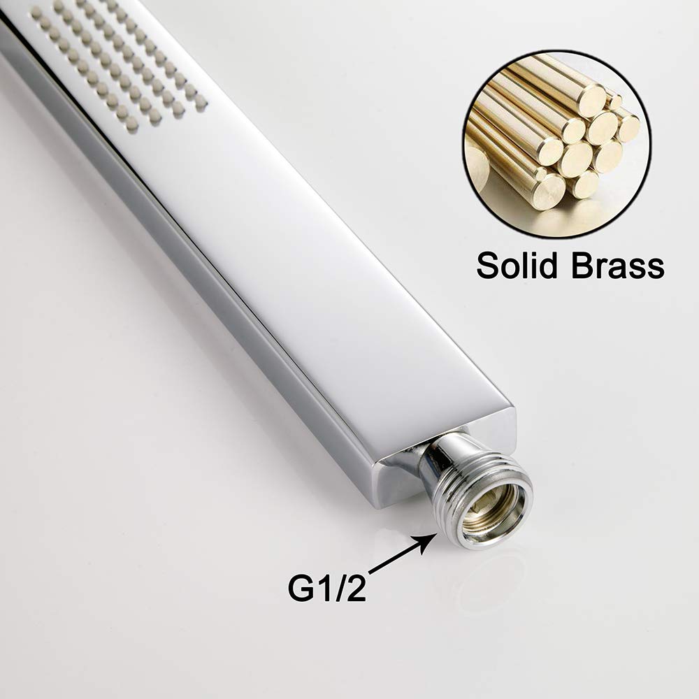 Square Solid Brass Chrome Hand Held Shower Head Replacement