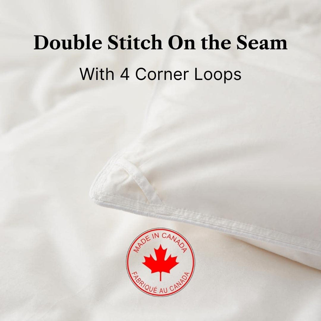 Elite Feather Down Comforter Queen Size-Made in Canada-Oeko Tex Cotton Shell-Canadian Feather&Down Duvet Insert