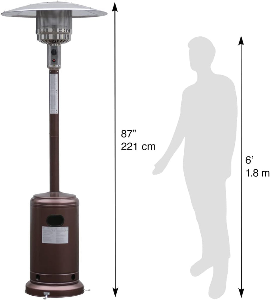 48,000 BTU Floor Standing Gas Patio Heater, 87" Freestanding Outdoor Heater s, Bronze Hammered
