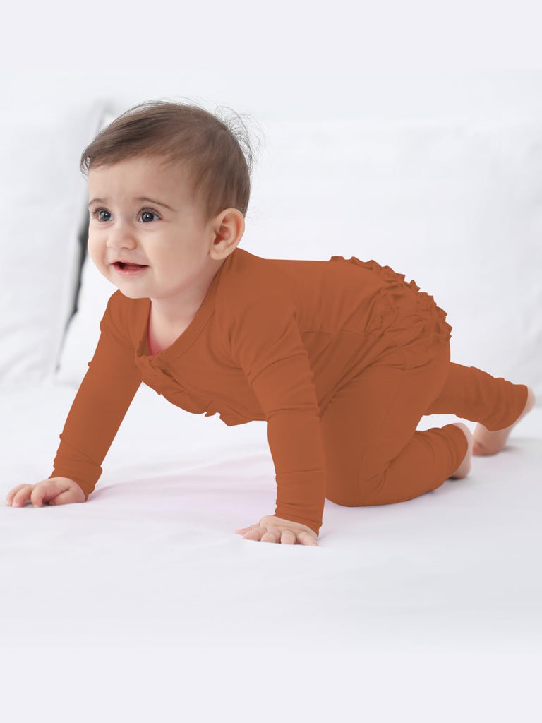 Baby Rayon of Bamboo Long Sleeve Double Zipper Footless Romper Newborn