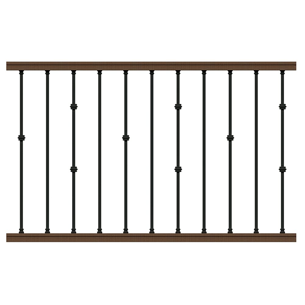 Wrought Iron Balusters - Set of 10 Hollow Double Knuckle Balusters - Decorative Metal Balusters for Decks - Spiral