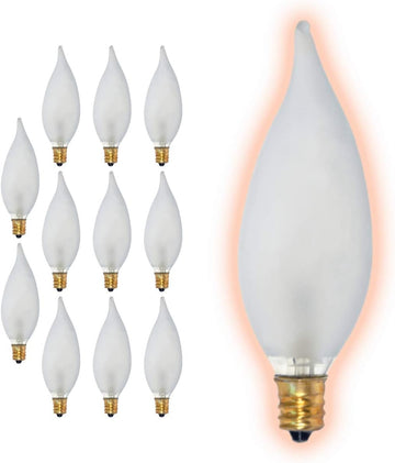 25 Watt Flame Tip Candelabra Light Bulbs CA10 Frosted Finish E12 Base 2700K Soft White Light CFF Dimmable 25W 175