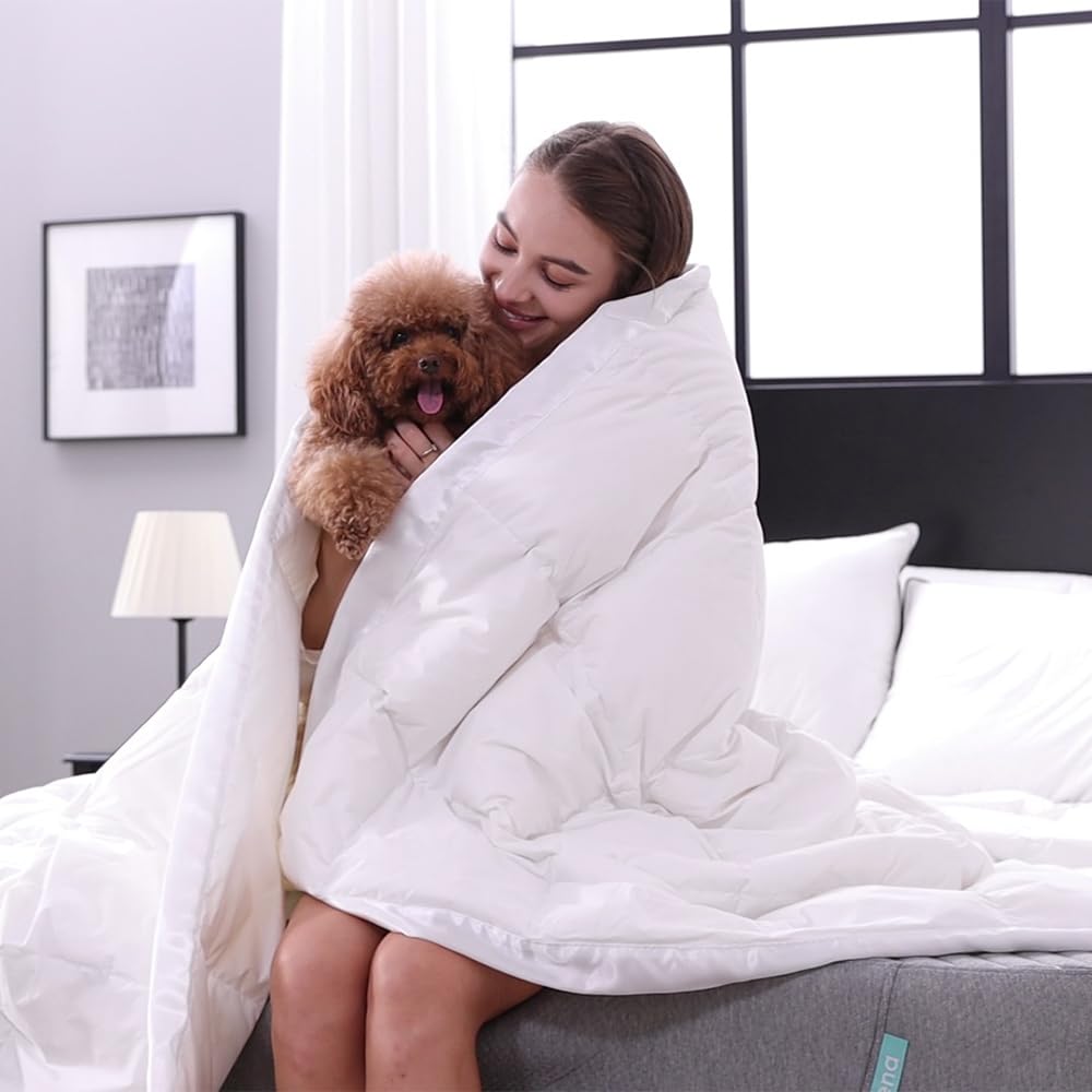 Lightweight Down Feather Fibers Blanket, Summer Cooling Down Feather Fibers Comforter Full/Queen Size, Ultra-Soft