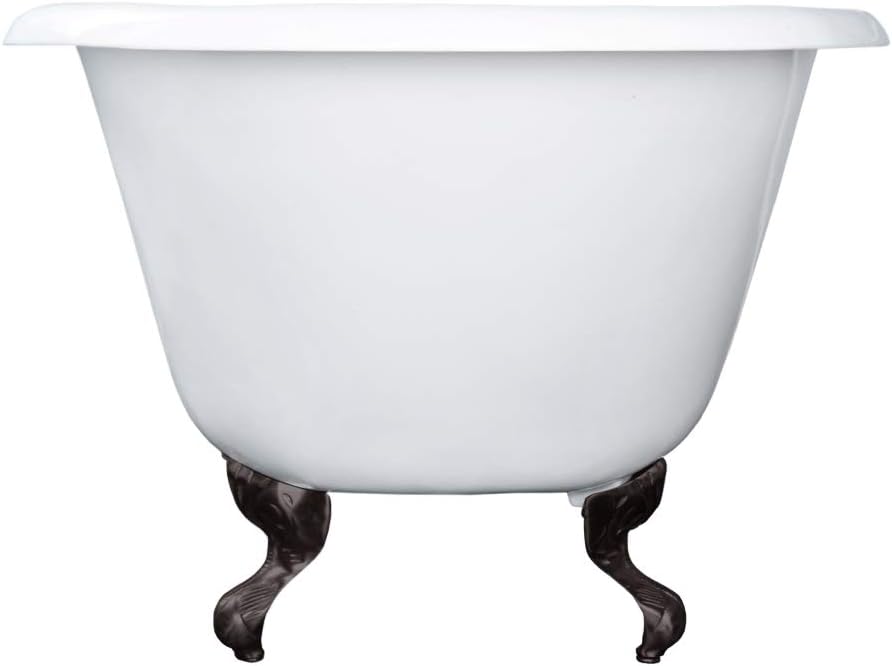 VCT3D543019NT5 54-Inch Cast Iron Roll Top Claw Foot Tub with 3-3/8-Inch Tub Wall Drillings and Oil Rubbed Bronze Feet