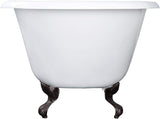 VCT3D543019NT5 54-Inch Cast Iron Roll Top Claw Foot Tub with 3-3/8-Inch Tub Wall Drillings and Oil Rubbed Bronze Feet
