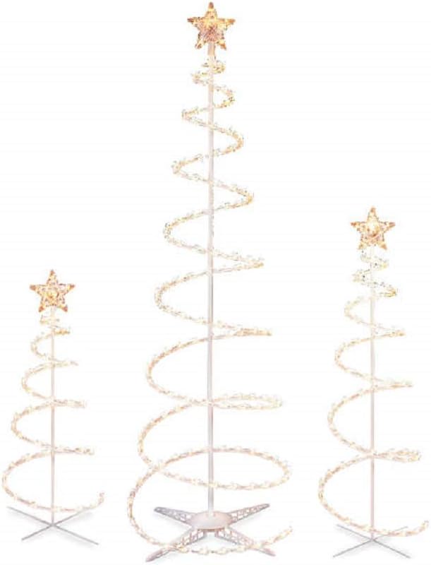 3 Sets of 3 Lighted Spiral Christmas Trees - 3 Ft 4 Ft and 6 Ft - 270 Clear Lights