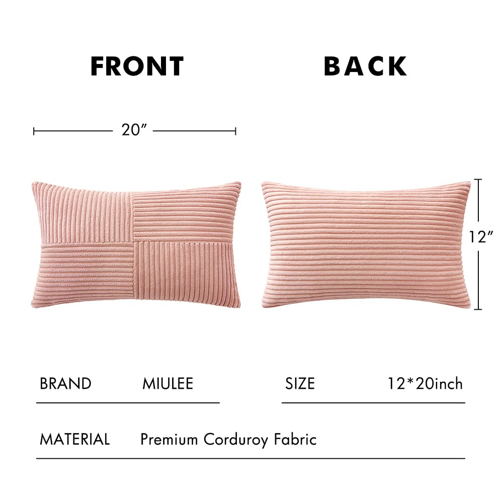 Pink Decorative Lumbar Throw Pillow Covers 12x20 Inch 2 Pack
