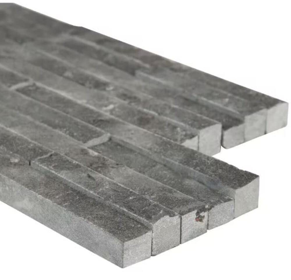 Charcoal Grey Marble 6 in. x 24 in. Stacked Natural Stone Ledger Wall Panel Split Face Finish for Backsplash, Accent