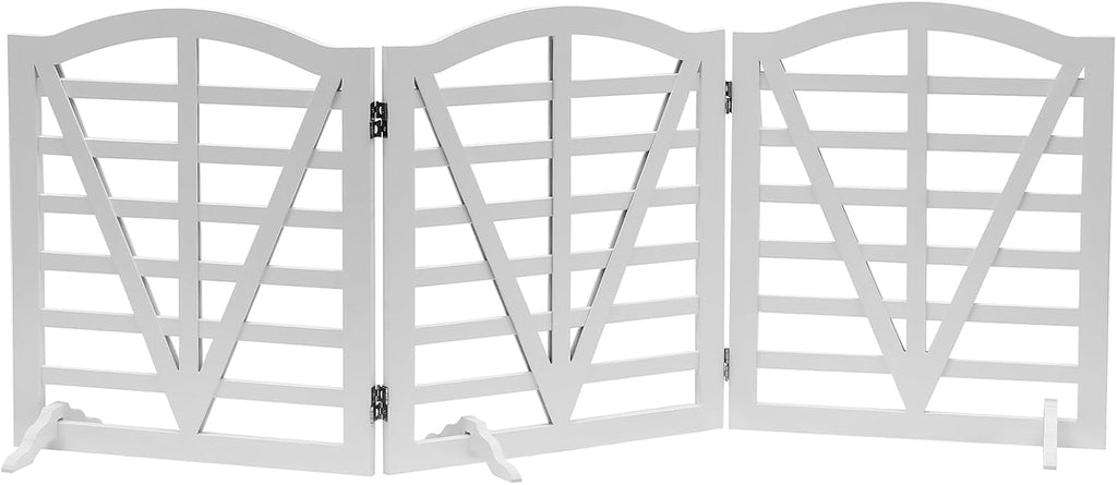 Foldable Wooden Dog Gate Freestanding Pet Gate for Dogs, 3Pane 23.6" Height