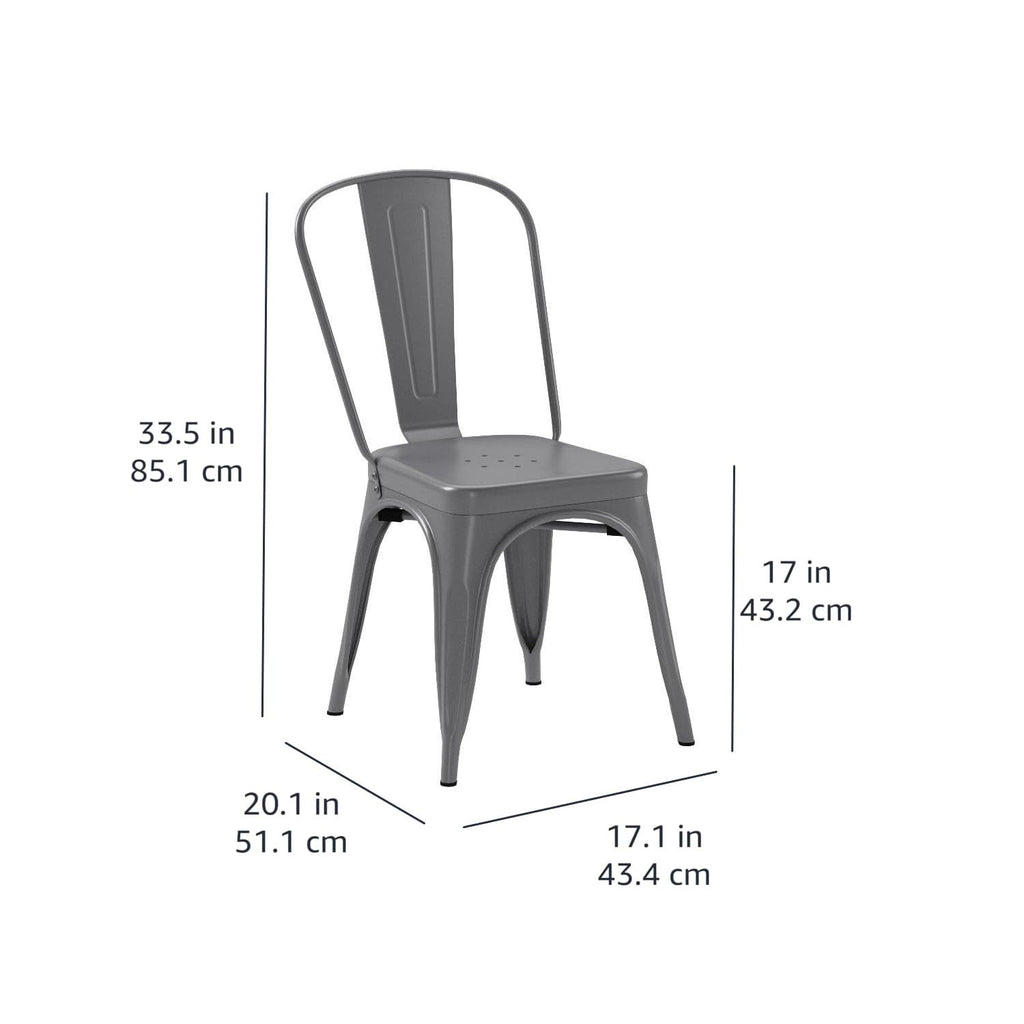 Metal Dining Chairs, Easy to Assemble, Indoor/Outdoor, Stackable, 330-Pound Capacity, Dark Gray, 4-Pack, 20.1 x 17.1