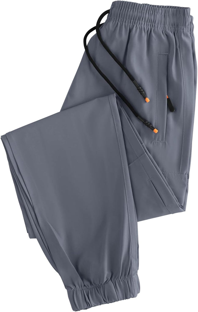 Boys Athletic Quick Dry Cargo Pants Lightweight Hiking Jogger Pants with Zipper Pockets