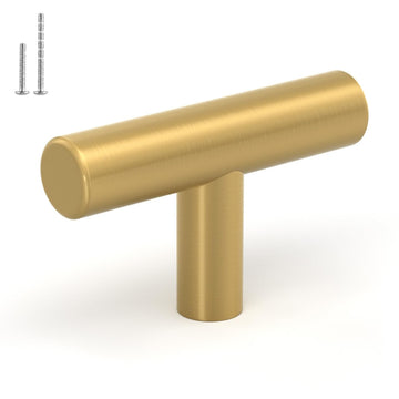 12 Pack Gold Cabinet Knobs, Brushed Brass Dresser Knobs, 2 Inch