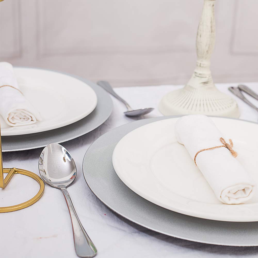 Silver Charger Plates Set of 6, 13" Plate Charger for Dinner Plates
