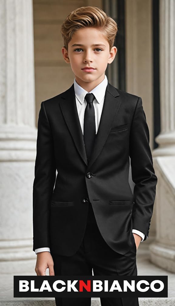 Boys Five Piece Modern Slim Fit Suits Set Shirt Blazer Vest Pants and Tie. Ring Bearer Outfit