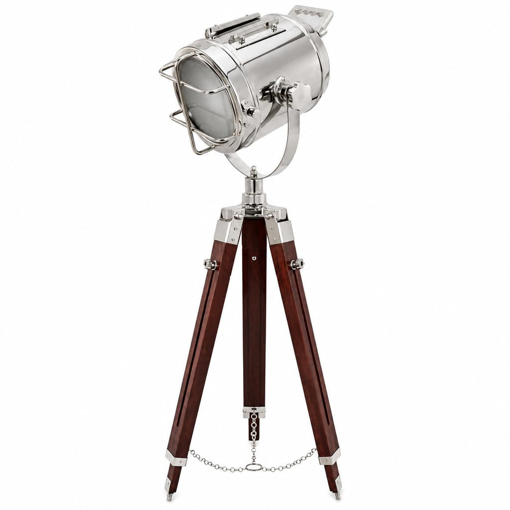 Nautical Spotlight Collectable Designer Searchlight Spot Light Studio Tripod Floor Lamp Rustic Vintage Home Decor