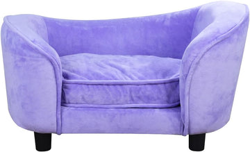 Pet Sofa Bed, Velvet Fabric Pet Couch Chair with Removeable Washable Cushion for Small Dogs Cats (Purple)