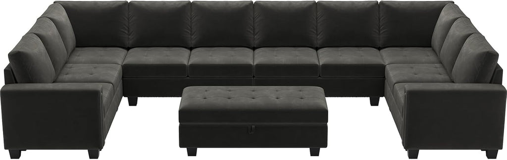Oversized Modular Sectional Sofa U Shaped Sofa with Storage Ottoman Convertible 10-Seater Velvet Sectional Sofa with