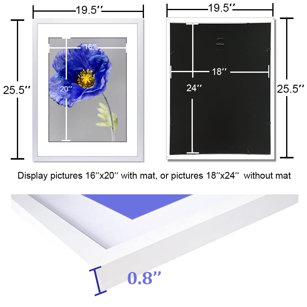18x24 Frame with 16x20 Mat White Picture Frame Home Decor-1PCS