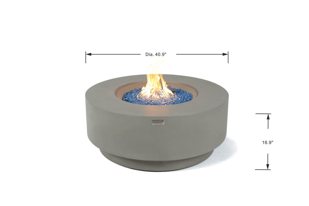 Colosseo Gas Fire Pit Cast Concrete 40" Dia. Round Fire Table, Outdoor Fire Pit Electronic Ignition | Canvas Cover