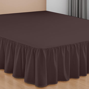 15 Inch Drop Ruffled Bed Skirt Queen Size - Classic Gathered Styling, Platform Style Dust Ruffle with Secure Fit