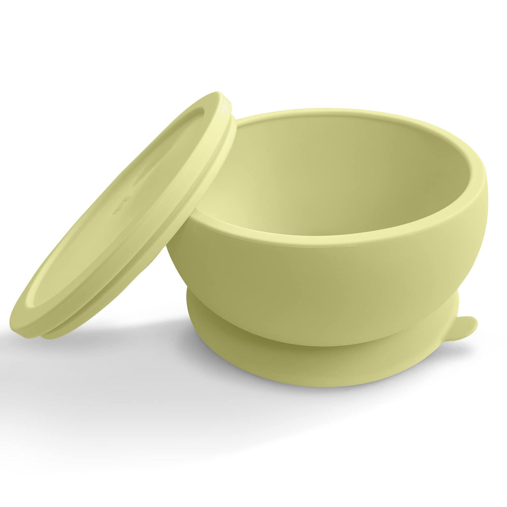 Silicone Suction Baby Bowl & Lid - Food Storage - Yellow