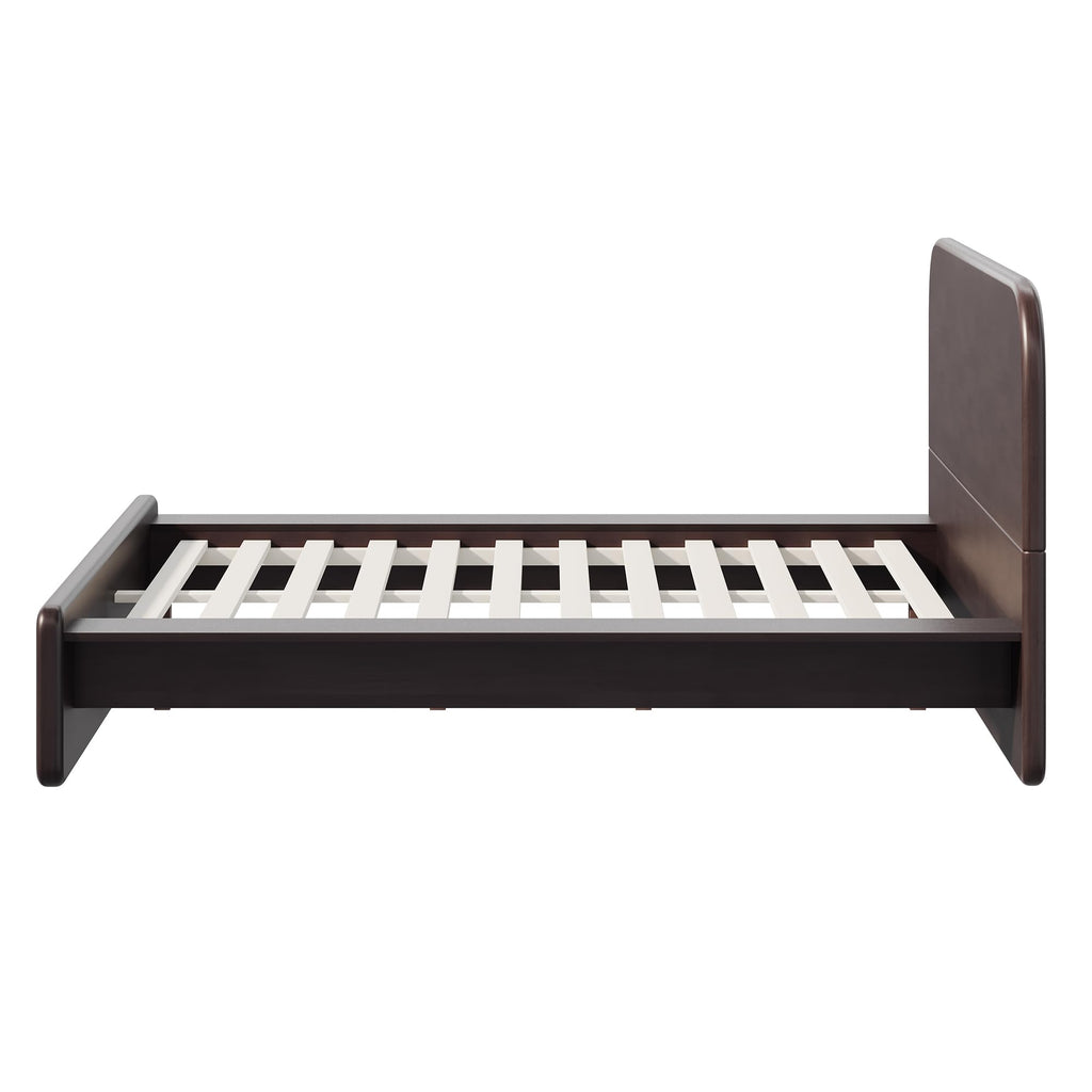 Queen Walnut Platform Bed with Rounded Headboard