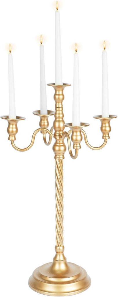 Tall Floor Candelabra Vintage: Gold 5 Arm Candelabras 22.4" Metal Spiral Opera Candelabra Candle Holder Antique
