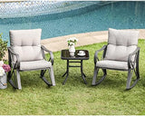 3-Piece Outdoor Patio Furniture Set - Bistro | Gray for Backyard, Garden & Porch
